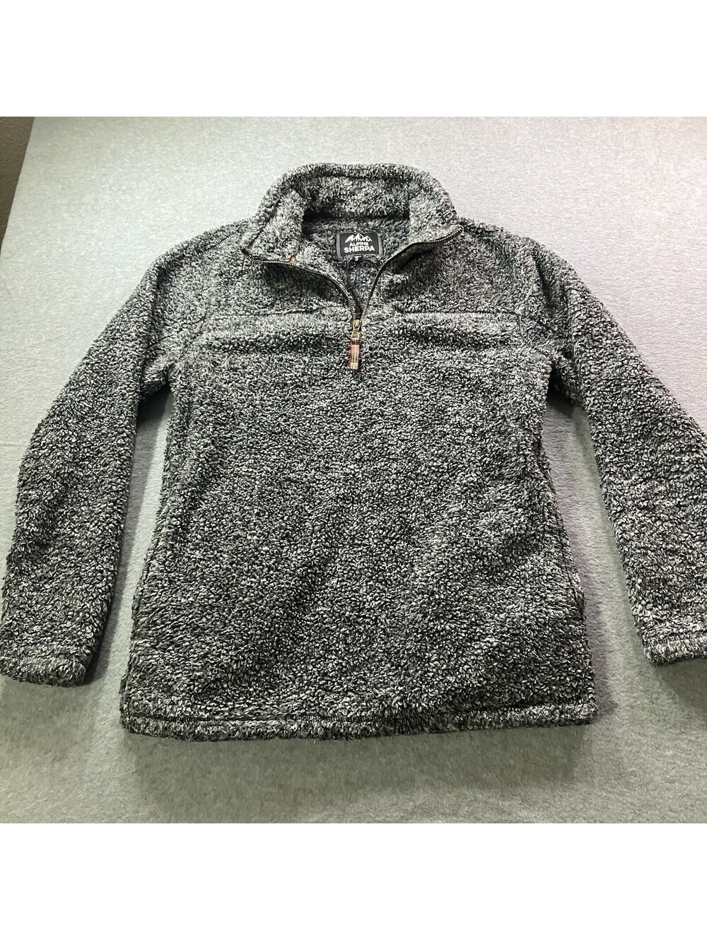 Chico Alpine Sherpa Sweater Womens Small Grey Quarter Zip Fuzzy Pullover